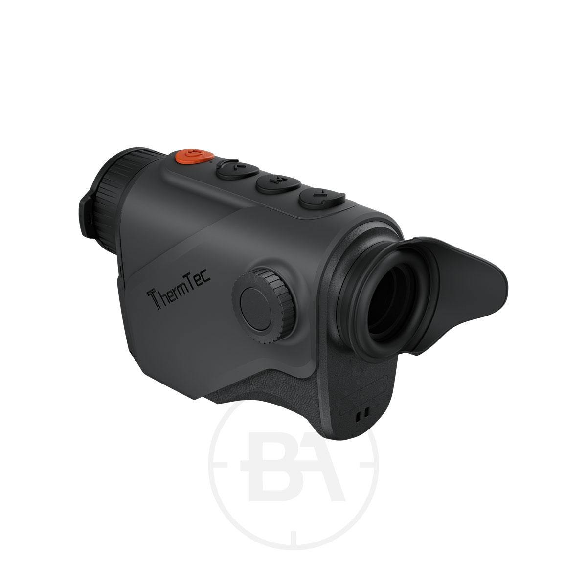 ThermTec Cyclone 625 Thermal lmaging Monocular 2 The ThermTec Cyclone 625 Thermal Imaging Monocular is a black handheld device featuring an eyepiece, multiple top control buttons, and the "ThermTec" branding on its side.