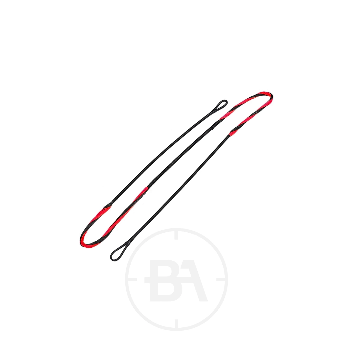 EK Archery Titan Replacement String 1 A black EK Archery Titan Replacement String with red looped ends, designed for secure fitting, is displayed on a plain white background.