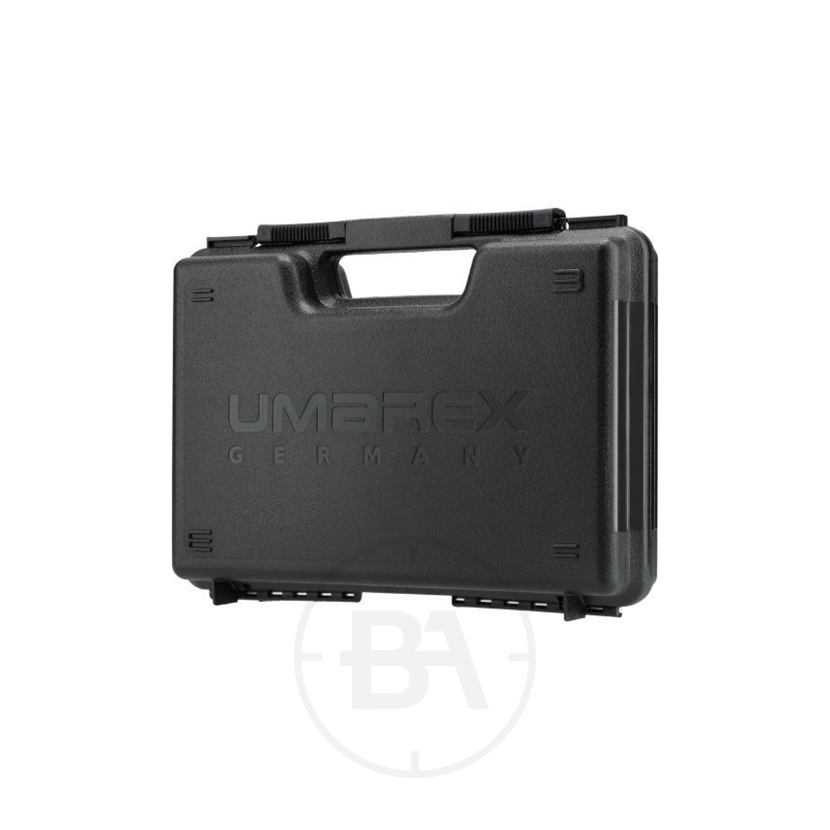 Glock 17 Gen 5 CO2 Paintball Pistol With Hard Case 4 Black hard plastic case with handle and "UMAREX GERMANY" embossed on the front—ideal for securely storing your Glock 17 Gen 5 CO2 Paintball Pistol.