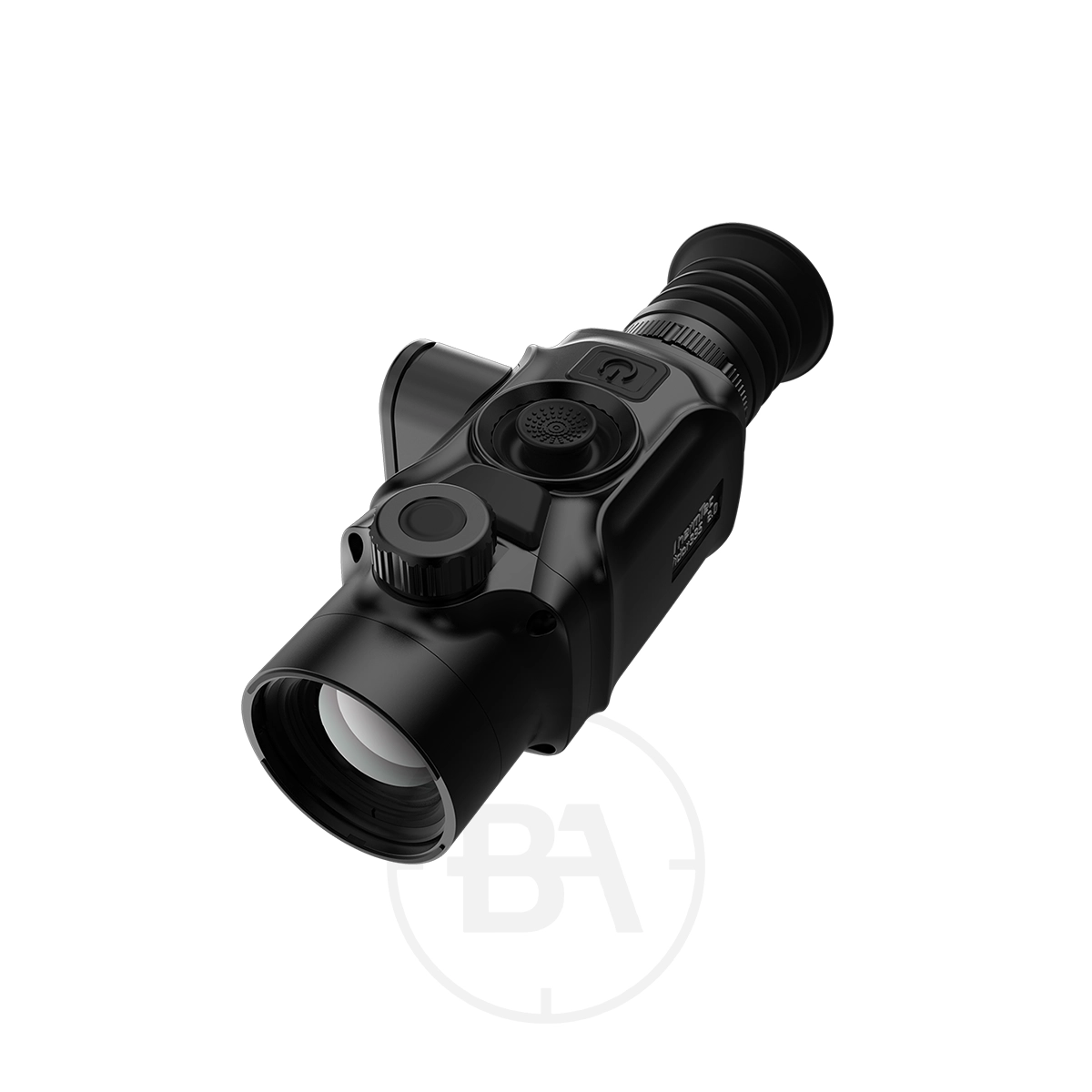 ThermTec Vidar 335 2.0 Thermal lmaging Rifle Scope 1 A black ThermTec Vidar 335 2.0 Thermal Imaging Rifle Scope with buttons and a rubber eyepiece is shown against a white background.