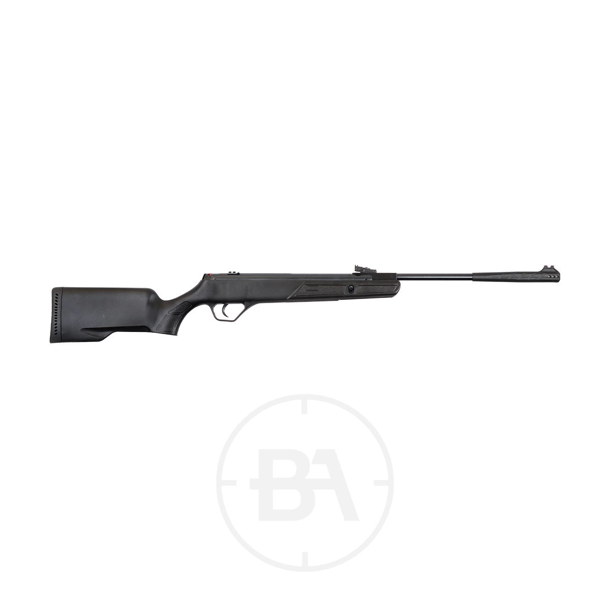 Webley VMX 2.0 D-Ram Gas Ram Air Rifle 1 Webley VMX 2.0 Spring Air Rifle with a synthetic stock and barrel, viewed from the side against a plain white background.