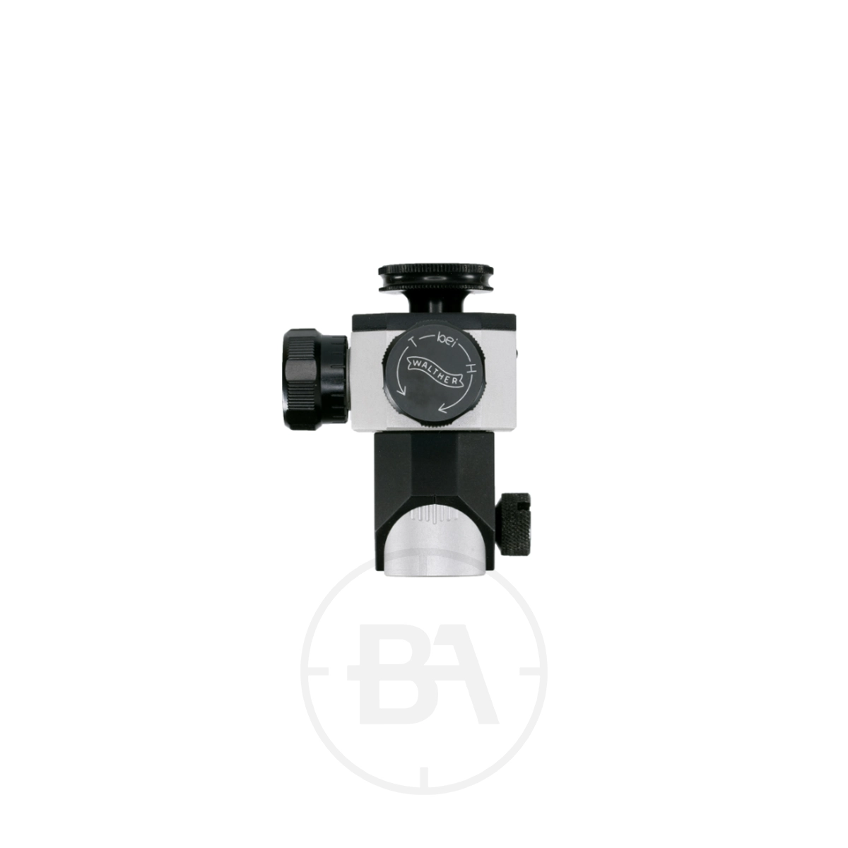 Walther Sport Rear Diopter Sight 3 A precision adjustment tool with black and silver components, featuring dials and a labeled Vernier scale, designed for the Walther Sport Rear Diopter Sight.