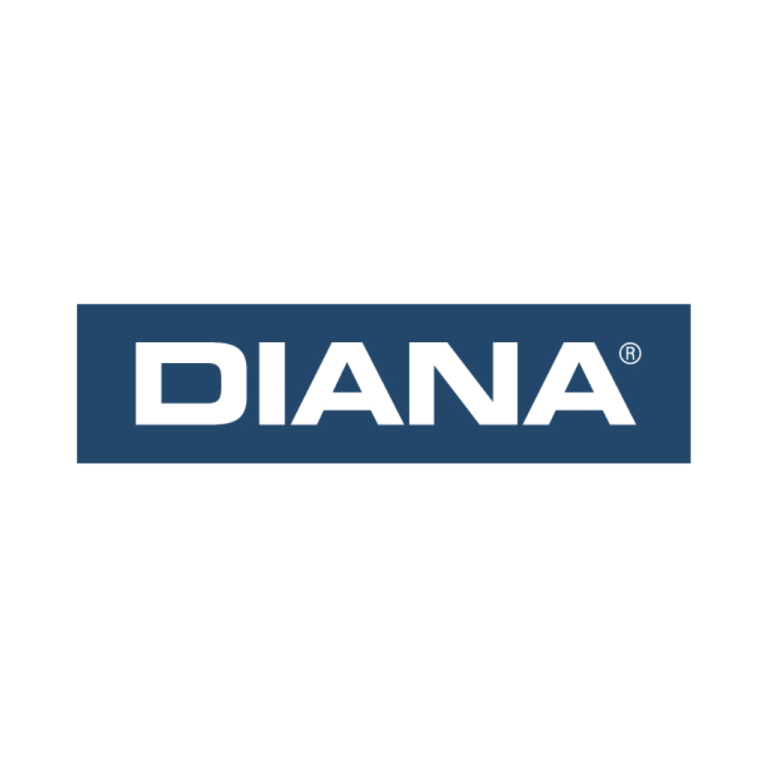 The image shows the word "DIANA" in bold white capital letters inside a blue rectangle with a registered trademark symbol.