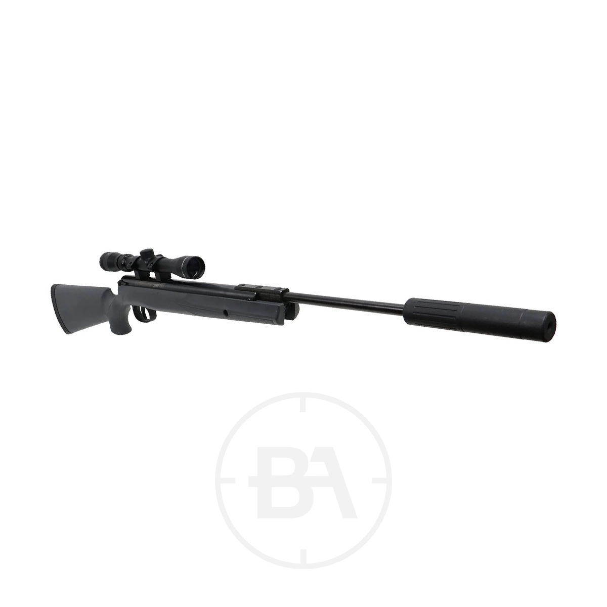 Remington Express Tactical XP Spring Air Rifle With Scope 5 A Remington Express Tactical XP Spring Air Rifle with scope is displayed on a white background.