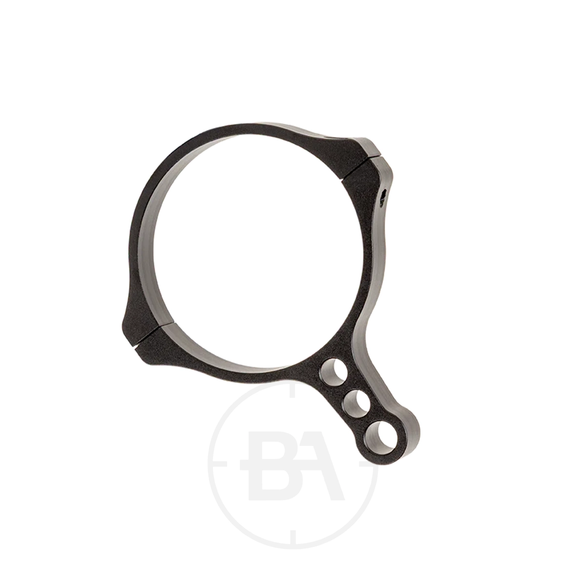 Valiant Lynx Zoom Circle 1 A close-up view of the Valiant Lynx Zoom Circle shows its black metal lever with a circular clamp and three holes, isolated on a white background.