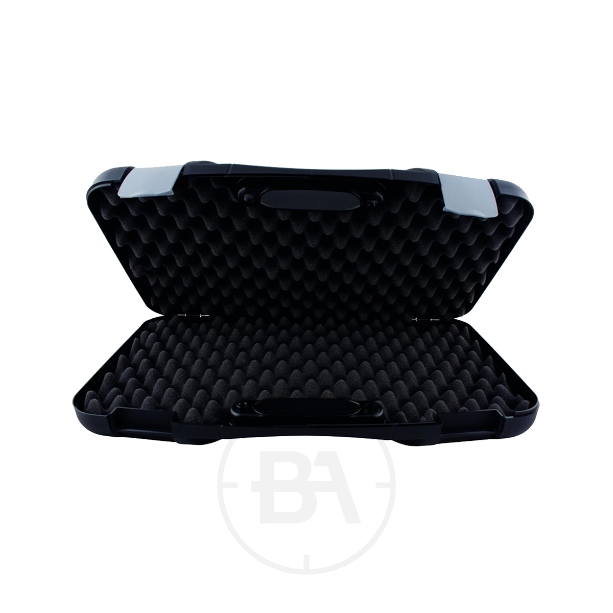 Pistol Hard Case (Large) 2 The Pistol Hard Case (Large) in black is displayed open, featuring egg crate-style foam padding inside to keep your gun secure.
