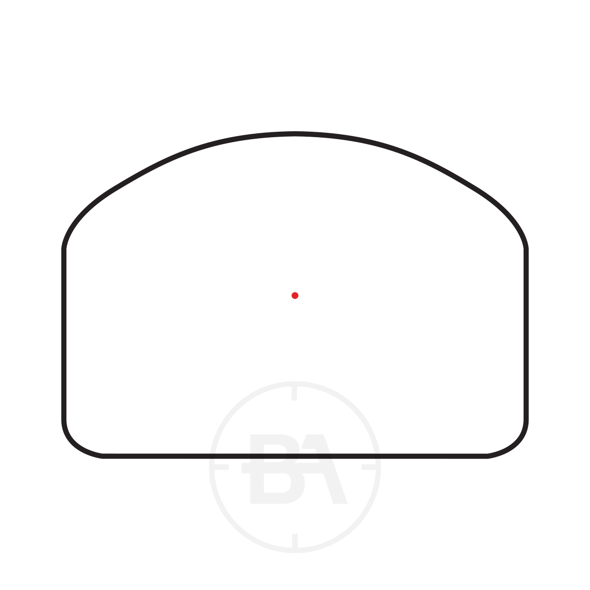 Hawke Micro Reflex Dot 3 MOA With Picatinny / Weaver Mounts 3 Simple black outline of a baseball cap seen from the front, with a small red dot in the centre evoking the Hawke Micro Reflex Dot 3 MOA With Picatinny / Weaver Mounts; faint “BA” letters appear in a circle at the bottom.